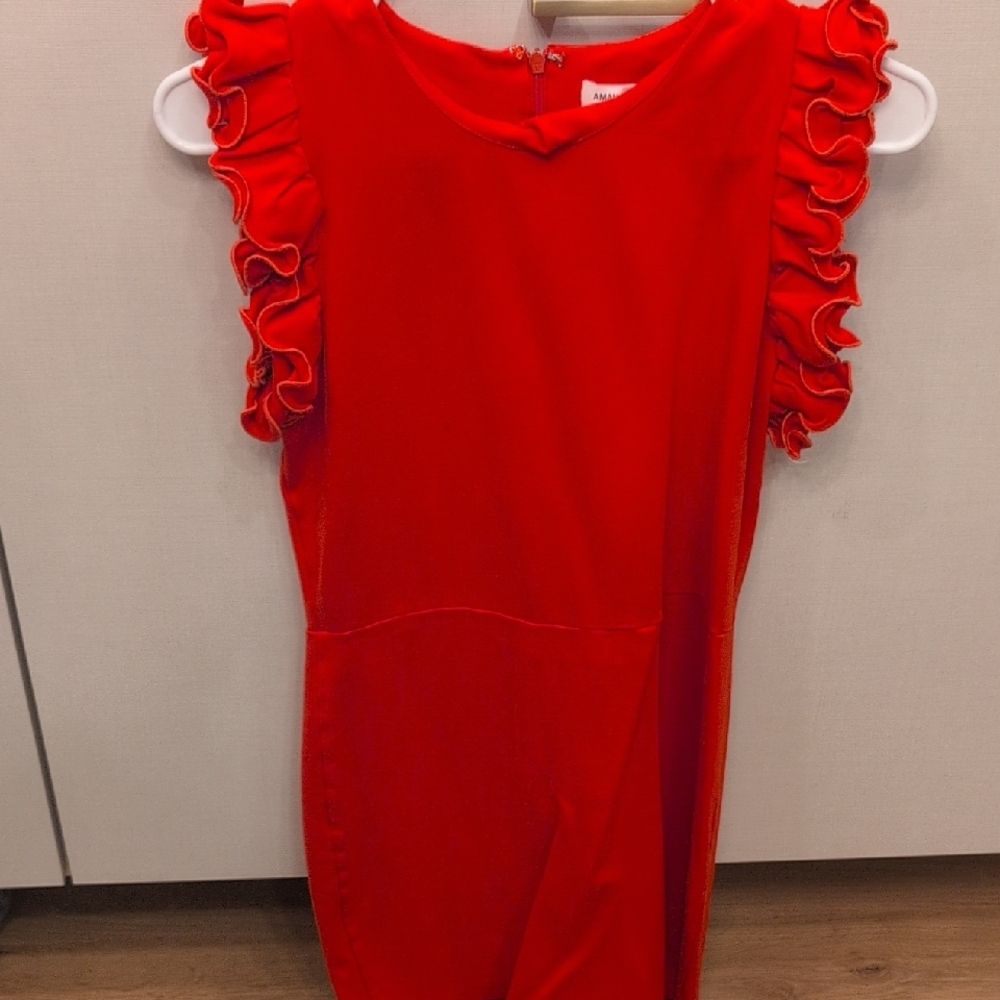 Amanda Uprichard Red Ruffled Mini Dress